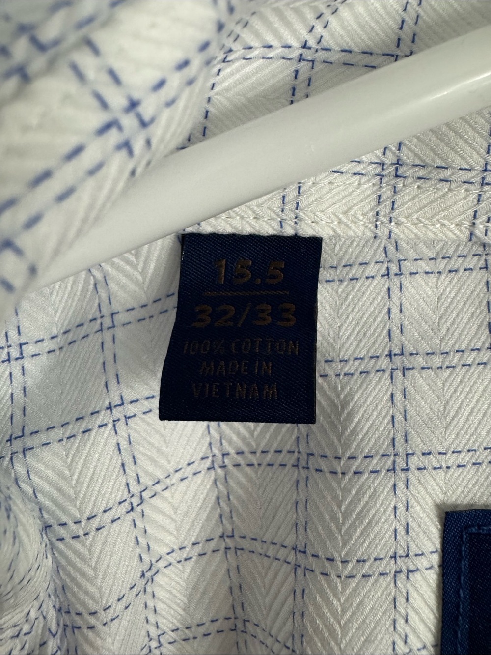 David Donahue White Shirt with Light Blue Windowpane Check - Picture 4 of 9